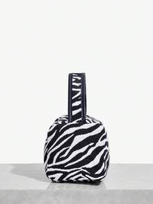 SHEIN SXY Women'S Zebra Print Handbag - Black and White - View 4