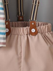 SHEIN Toddler Boys' Striped Shirt And Suspender Pants Set - Multicolor - View 6