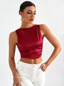 Firerie Blusa sin espalda con lazo, sin mangas, corta para salir