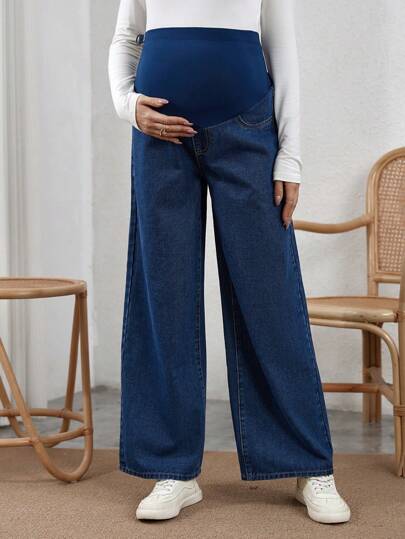 SHEIN Maternity Adjustable Waistband Flared Jeans
