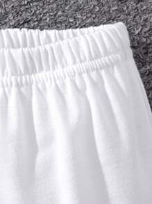 SHEIN Little Girls' Heart Mesh Splice Top & Solid Color Shorts Set - Pink - View 5