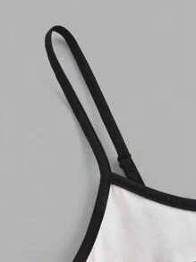 SHEIN ICON Women'S Letter Print Color-Blocked Trim Camisole Top - White - View 3