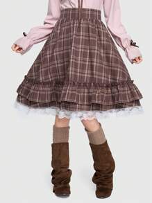 ROMWE J-Fashion 森系格子A字裙