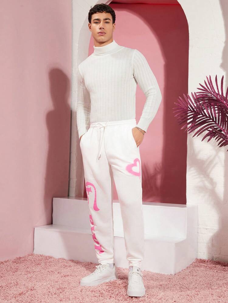 Men's Casual Knitted Sweatpants With Letter Print