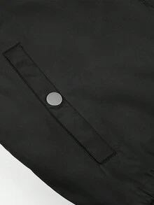 男式拉链保暖衬里保暖加厚外套 - 黑色 - 查看 6