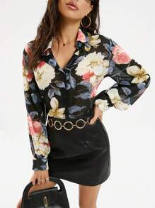 SHEIN Clasi Women'S Floral Printed Long Sleeve Shirt - Multicolor - View 1