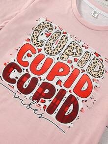 Teen Girls' Round Neck Short Sleeve T-Shirt With Letter Print - Pink - View 4