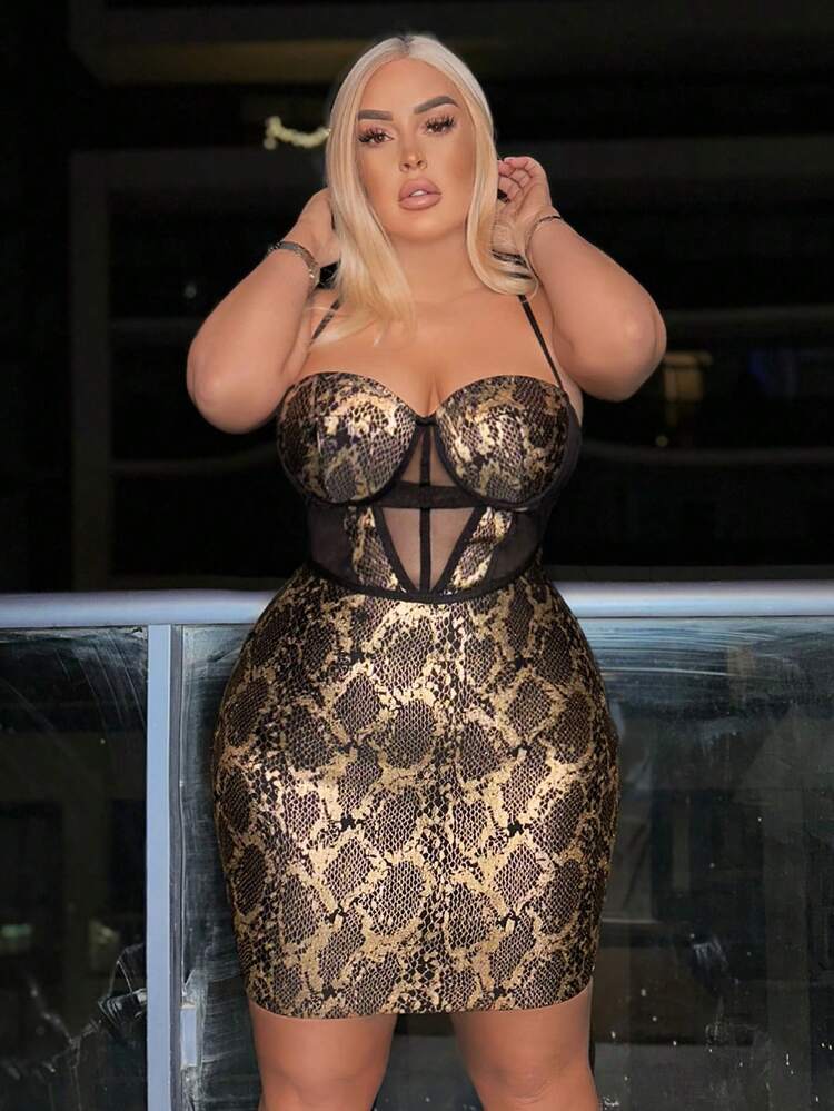 Women'S Plus Size Spring Summer Metallic Texture Bandage Dress