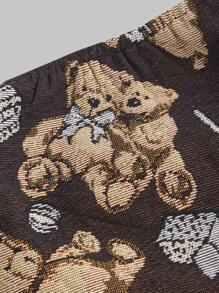 SHEIN MOD Vestido De Cuello Halter Con Estampado De Oso Y Parche