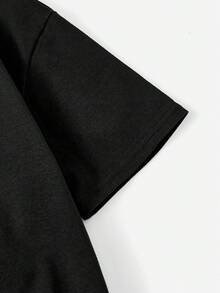 SHEIN Tween Boys'太空人印花短袖t恤 - 黑色 - 查看 3