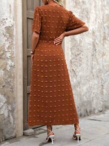 EMERY ROSE Women's Off-The-Shoulder Short Sleeve Split Hem Dress - Burnt Orange - View 2