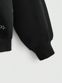 ROMWE Fairycore Women's Star Print Hoodie - Black - View 3