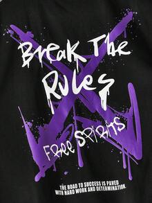 SHEIN 青少年男孩的休閒假日字母印花鬆身針織背心和純色編織短褲裝束 - 彩色 - 查看 7