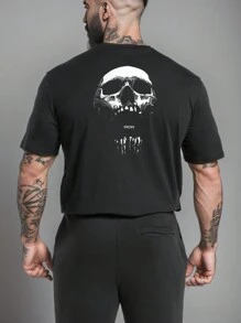 Manfinity Sport Streetwear Men's Letter Printed Athletic T-Shirt Workout Tops - Black - View 2