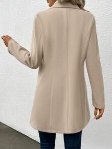 Calvaya Abrigo De Lana De Manga Larga De Una Sola Para Mujer