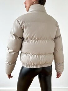 EURMUSE Women'S Stand Collar Coat - Grey - View 2