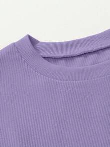 INAWLY Women's Round Neck Long Sleeve Sweatshirt Pullover Fall Outfit - Purple - View 5