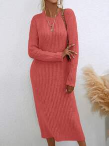 SHEIN Essnce 女款純色毛衣裙 - 西瓜粉 - 查看 6