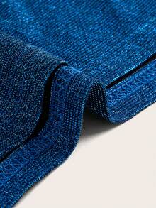 SHEIN CURVE+ Plus Size Sparkly Drape Neck Camisole Top - Blue - View 3