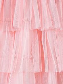 SHEIN Baby Girl Elegant Gorgeous Lace Mesh Dress For Spring And Autumn, Suitable For Parties - Pink - View 7