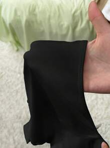 SHEIN EZwear Women's Long Sleeve Square Neck Bodysuit - Black - View 6