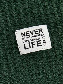 Manfinity VCAY 男士寬鬆字母拼接短袖polo衫 - 綠色 - 查看 5