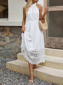 Chiquease Robe À Encolure Dos Nu Et Bordure En Dentelle