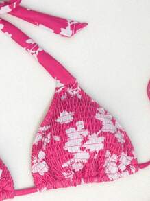 SHEIN Swim Random Printed Padded Bikini Set Summer - Hot Pink - View 7
