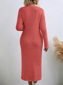 SHEIN Essnce 女款純色毛衣裙 - 西瓜粉 - 查看 2