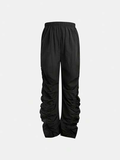 Teenage Girls' Simple Street Style Elastic Waist Pants