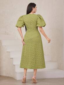 Modelyn Women'S Puff Sleeve Maxi Dress - Green - View 2