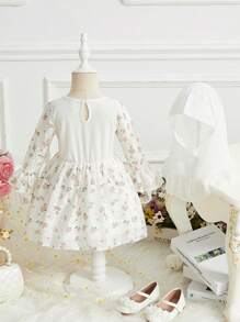 Elegantes Frühling/sommer-blumen-patchwork-kleid Für Baby-mädchen - Verschiedenfarbig - Übersicht 2