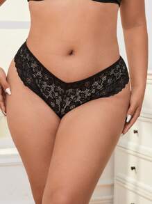 Plus Size Women's V-Cut Lace Panties Lingerie
