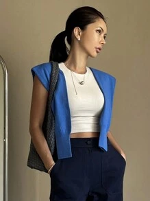 DAZY 女士短款修身打底 T 恤 夏季 - 杏色 - 查看 3