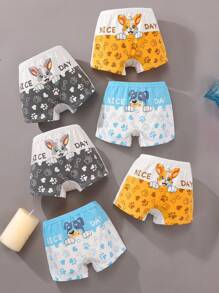 6pcs Boys' Cute Dog Printed Boxer Briefs - Multicolor - View 1