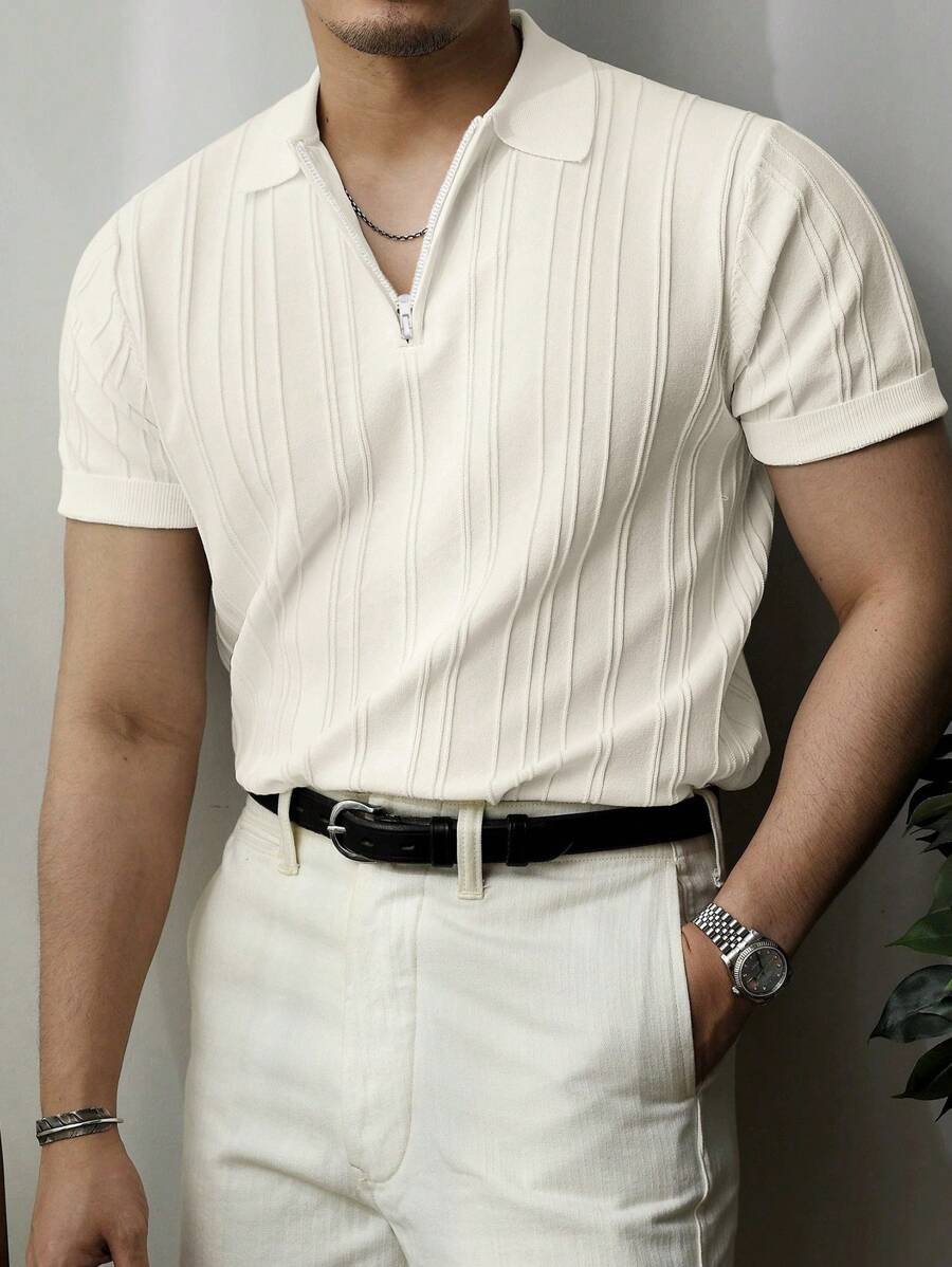 Manfinity Mode Men'S Solid Color Knitted Top - Apricot - View 1