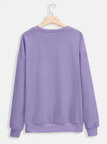 INAWLY Women's Round Neck Long Sleeve Sweatshirt Pullover Fall Outfit - Purple - View 2