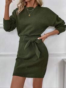 SHEIN LUNE 2入組純色休閒毛衣套裝 - 軍綠色 - 查看 6