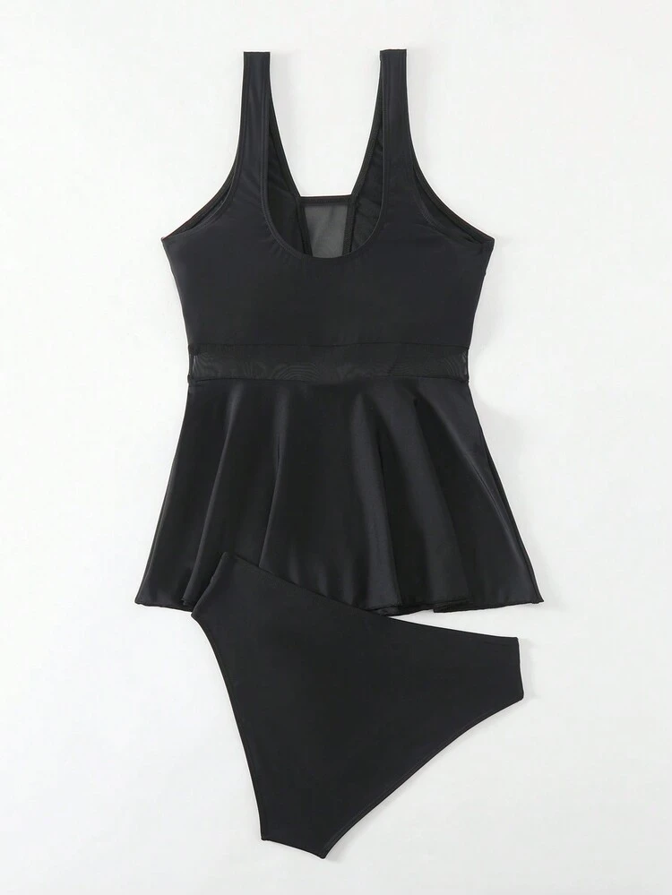 Women's Mesh Contrast Cami Bikini Set, Mature Charm Style Music Festival Summer