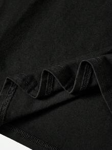 織印骷髏＆撲克花紋青少年短袖休閒t恤衫,適用於夏季 - 黑色 - 查看 5