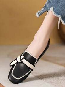 HanDuEke Women's High Heel Loafers 2023 Autumn Winter New Arrival, Vintage Color Block Embroidered Soft Leather Pumps, British Style Slip-on Shoes, Plus Size