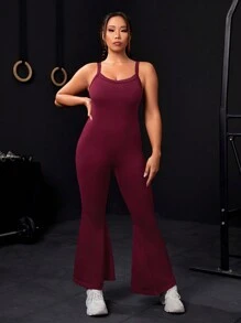 Easithlete Plus Size Women'S Sporty Flared Jumpsuit