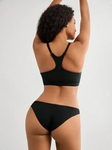 Ocili 極具彈性和光滑的無縫低腰底部側縫四角褲-黑色