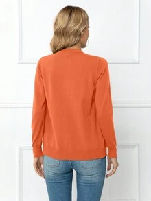 DEARCASE Cárdigan casual de unicolor para mujer - Naranja - Ver 2