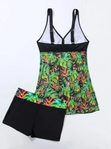 Swim Lushoire Summer Women'S Casual Tropical Plant Print Cami Tankini