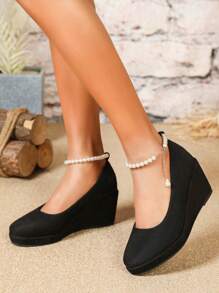 New Arrival Hot Selling Comfortable, Versatile, Elegant, Thick Sole, Chunky Heel Women Shoes, Solid Color