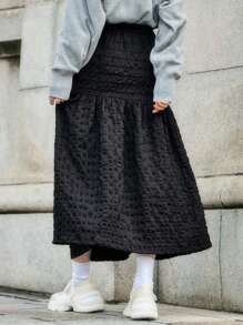 FRIFUL 女款純色紋理半身裙 - 黑色 - 查看 6