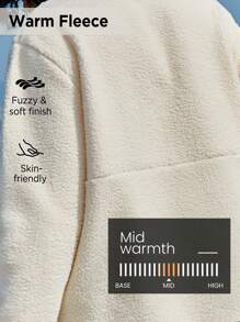 In My Nature Women's Half-Zip Outdoor Fleece Jacket With Pockets - Beige - View 3