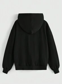 ROMWE Fairycore Women's Star Print Hoodie - Black - View 2