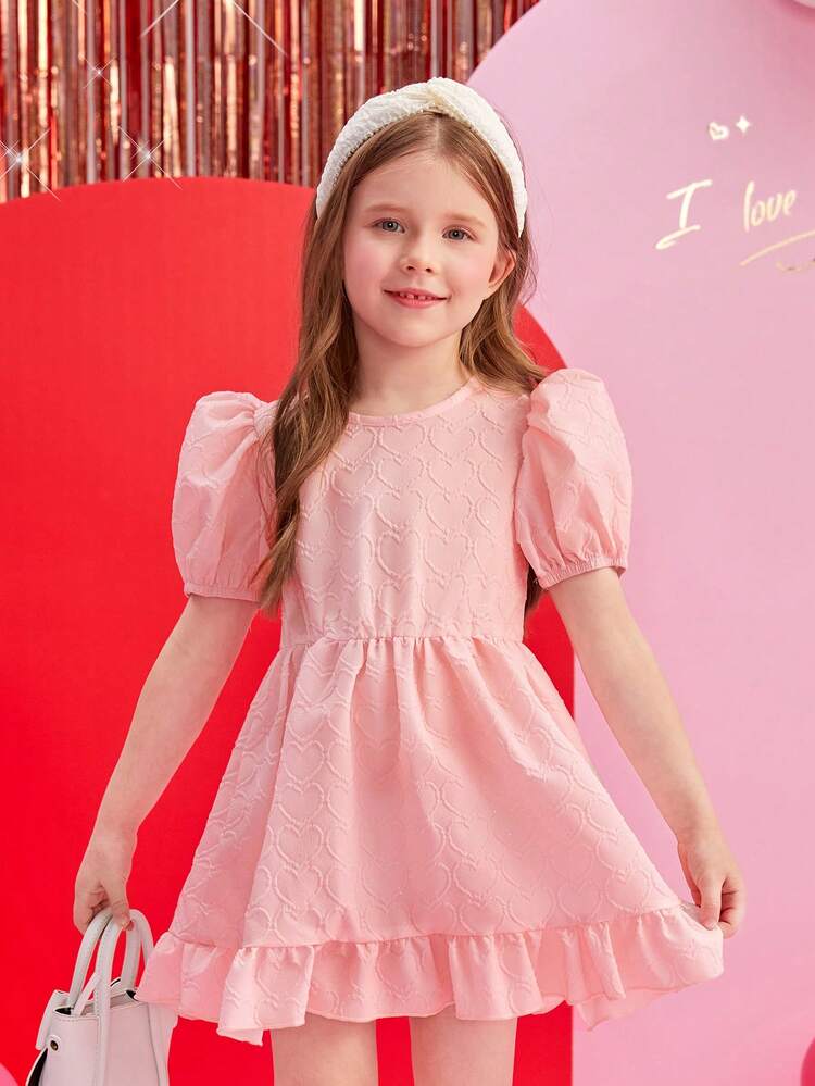 Little Girls' Casual Cute Elegant Bubble Sleeve Gorgeous Shiny Stylish Dress For Spring And Autumn